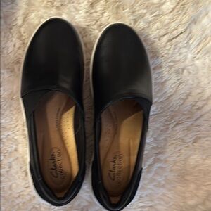 Clarks Black Slip-On Shoes